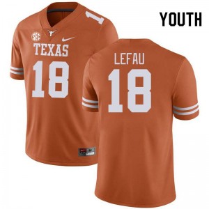 Liona Lefau Longhorns Youth Stitched SEC Conference #18 Jerseys - Orange 565509-484