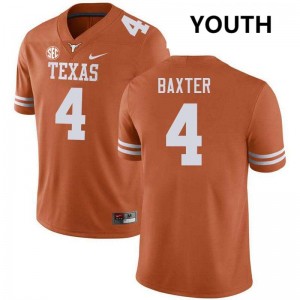 CJ Baxter Texas Alumni #4 Youth Football Jerseys - Texas Orange 511203-292