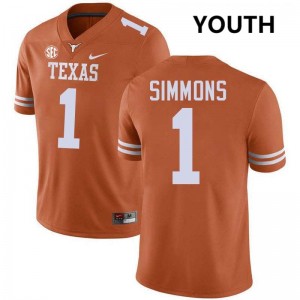 Colin Simmons Texas Longhorns 2025-26 Football Youth #1 Jerseys - Texas Orange 394810-171