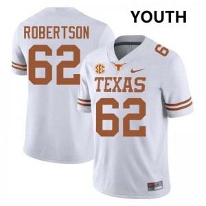 Connor Robertson University of Texas NCAA Football Youth #62 Jerseys - White 446897-834