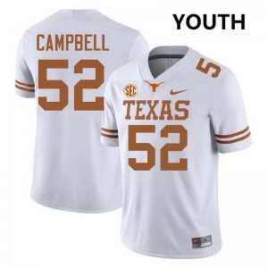 DJ Campbell Texas Football 2025 #52 Youth Jerseys - White 455309-667