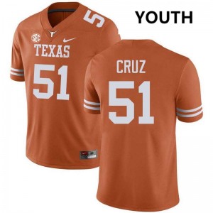 Daniel Cruz Texas Longhorns 2025-26 Football #51 Youth Jerseys - Texas Orange 694981-866