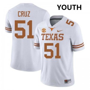 Daniel Cruz Texas Stitched #51 Youth Football Jerseys - White 217496-644