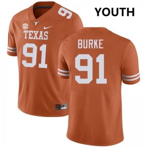 Ethan Burke Longhorns #91 Football Replica Youth Jerseys - Texas Orange 868041-266