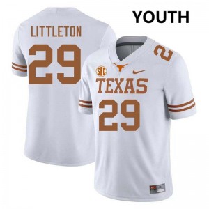 Graceson Littleton Longhorns Youth #29 Football NCAA Jerseys - White 640366-294