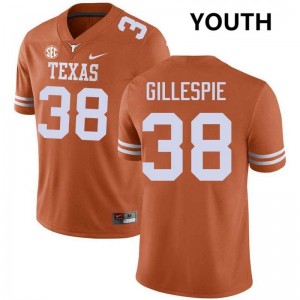 Graham Gillespie Texas Youth Official Football #38 Jerseys - Texas Orange 978843-930