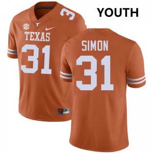 James Simon Texas Longhorns Youth #31 Limited Football Jerseys - Texas Orange 139049-287