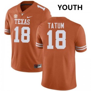 Joe Tatum UT #18 Football Game Youth Jerseys - Texas Orange 192814-839