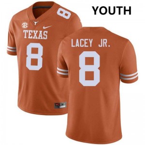 Karle Lacey Jr. University of Texas Stitched Football #8 Youth Jerseys - Texas Orange 854294-389