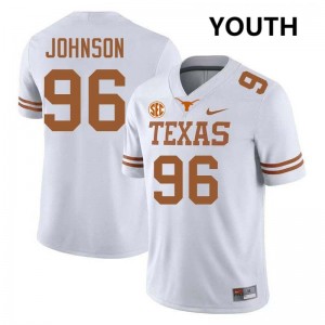 Lavon Johnson UT Austin #96 Game Football Youth Jerseys - White 560528-267