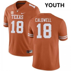 Matthew Caldwell Longhorns Youth #18 Football Stitched Jerseys - Texas Orange 273300-725