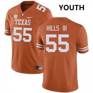 Melvin Hills III Texas Youth #55 Football Embroidery Jerseys - Texas Orange 484393-792