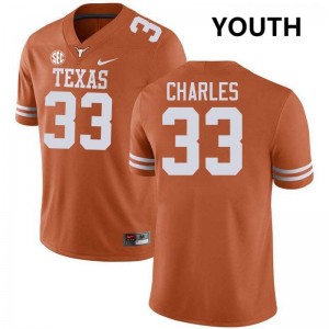 Myron Charles UT Youth Player Football #33 Jerseys - Texas Orange 699458-365