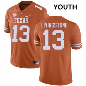 Parker Livingstone Longhorns Youth Player #13 Football Jerseys - Texas Orange 504317-850