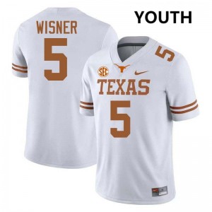 Quintrevion Wisner Texas #5 Youth Embroidery Football Jerseys - White 162612-810