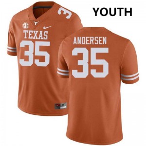 Rett Andersen University of Texas Football Youth #35 Official Jerseys - Texas Orange 956870-954