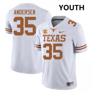 Rett Andersen Texas University #35 Football Youth Jerseys - White 472744-779