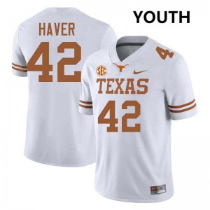 Tate Haver Longhorns #42 Football Youth Replica Jerseys - White 263830-418