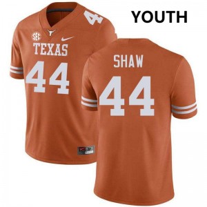 Travis Shaw Texas Longhorns #44 Stitched Youth Football Jerseys - Texas Orange 644977-852