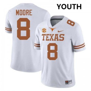 Trey Moore Longhorns #8 Football Youth University Jerseys - White 194966-538