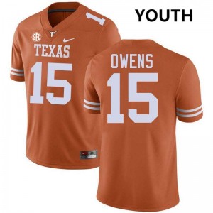 Trey Owens UT Youth Football #15 Official Jerseys - Texas Orange 401834-863