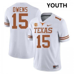 Trey Owens UT Game Youth #15 Football Jerseys - White 441566-479