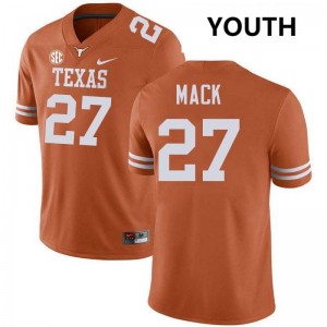 Wardell Mack UT Austin Football #27 Youth Stitched Jerseys - Texas Orange 730714-823