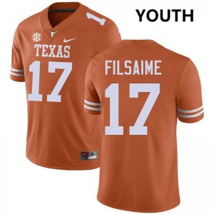 Xavier Filsaime The Horns Replica #17 Youth Football Jerseys - Texas Orange 113705-510