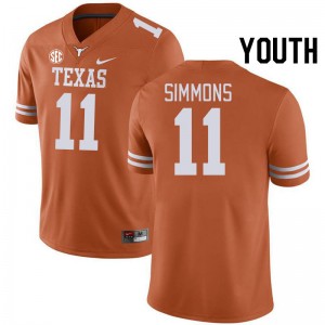 Colin Simmons University of Texas Youth #11 SEC Conference Embroidery Jerseys - Orange 782029-478