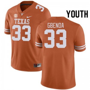 David Gbenda Texas University #33 SEC Conference Youth Jerseys - Orange 903125-145