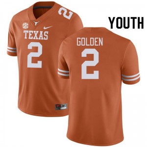 Matthew Golden UT Austin #2 Youth Stitched SEC Conference Jerseys - Orange 456467-363